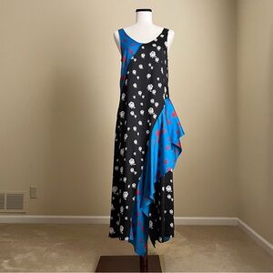 Kenzo -  Ruffle Flounce Dress in Graphic Rose Crepe   - FR 38 / U.S Small/6